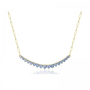 Phillips House Yellow Gold Cornflower Blue Sapphire Line Necklace