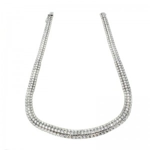 36.65ctw White Gold 3-Row Diamond Necklace