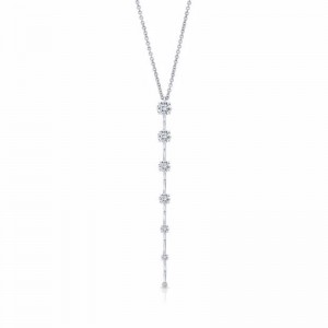 Rahaminov White Gold Diamond Bar Pendant Necklace