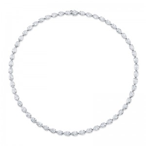 Rahaminov White Gold Pear Shape Diamond Mini-Bar Necklace