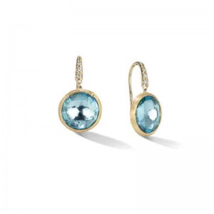 Marco Bicego Jaipur Collection Yellow Gold Blue Topaz Diamond Earrings