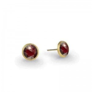 Marco Bicego Jaipur Color Collection Yellow Gold Red Garnet Stud Earrings