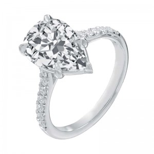 3.34ct Platinum Pear Shape Diamond Engagement Ring