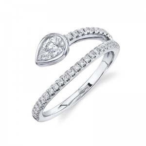 White Gold Bypass Pear Style Diamond Ring
