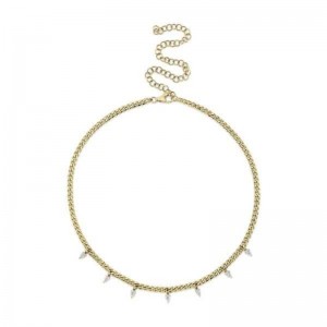 Yellow Gold Diamond Pear Shape Paperclip Link Necklace