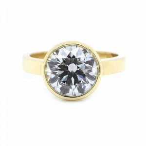 Rahaminov Yellow Gold Bezel Set Round Brilliant Cut Diamond Engagement Ring