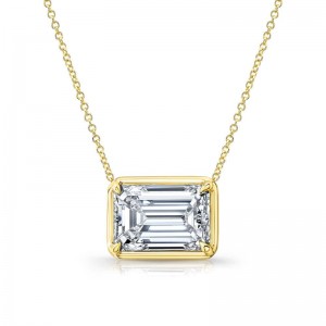 Rahaminov Yellow Gold Emerald Cut Diamond Pendant