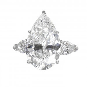 Platinum 3-Stone Pear Shape Diamond Engagement Ring