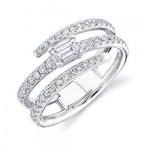 White Gold Diamond Spiral Ring