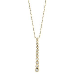 Yellow Gold Diamond Journey Bezel Set Pendant Necklace