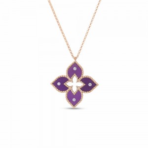 Roberto Coin Rose Gold Diamond & Purple Titanium Venetian Princess Pendant
