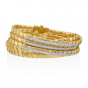 Yellow Gold Multi-Row Braided Diamond Bracelet
