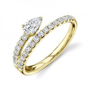 Yellow Gold Diamond Band with Pear Shape