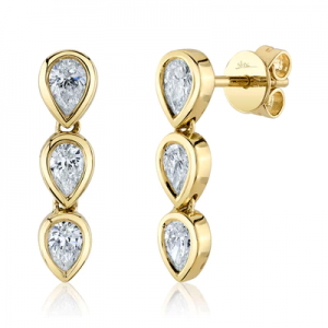 Yellow Gold Diamond Pear Shape Drop Earrings