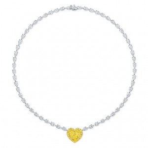 Rahaminov White & Yellow Gold Diamond Heart Pendant Necklace