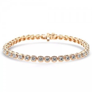 3.70ctw Rose Gold Bezel Set Diamond Bracelet