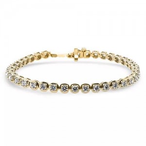 3.70ctw Yellow Gold Bezel Set Diamond Bracelet