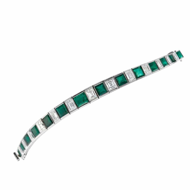 https://www.simonsjewelers.com/upload/product/11.89ctw Platinum & White Gold Emerald Cut Diamond & 13.49ctw Emerald Bracelet