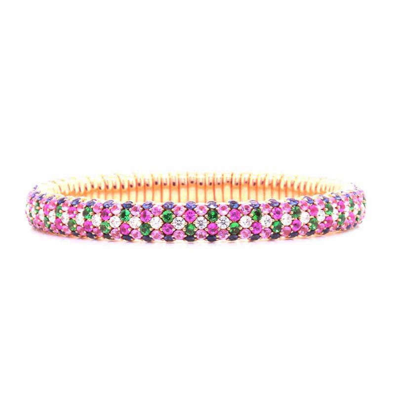https://www.simonsjewelers.com/upload/product/8.94ctw Rose Gold Multi-Color Sapphire & 1.40ctw Diamond Stretch Bracelet