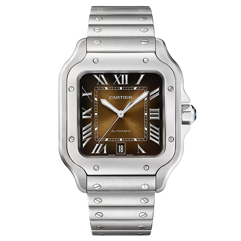 Cartier 腕時計 クォーツ ブラウン　中古品 Santos de Cartier Watch, Large Model, Automatic Movement, Steel