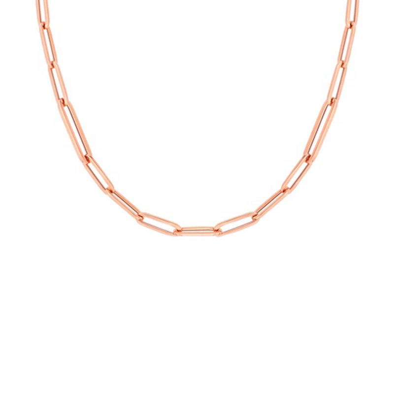 Roberto Coin Rose Gold Paperclip Link Chain Necklace 43102582