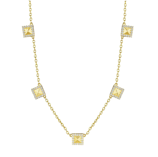 Penny Preville 18k Yellow Gold 5-Station Rockstud Necklace